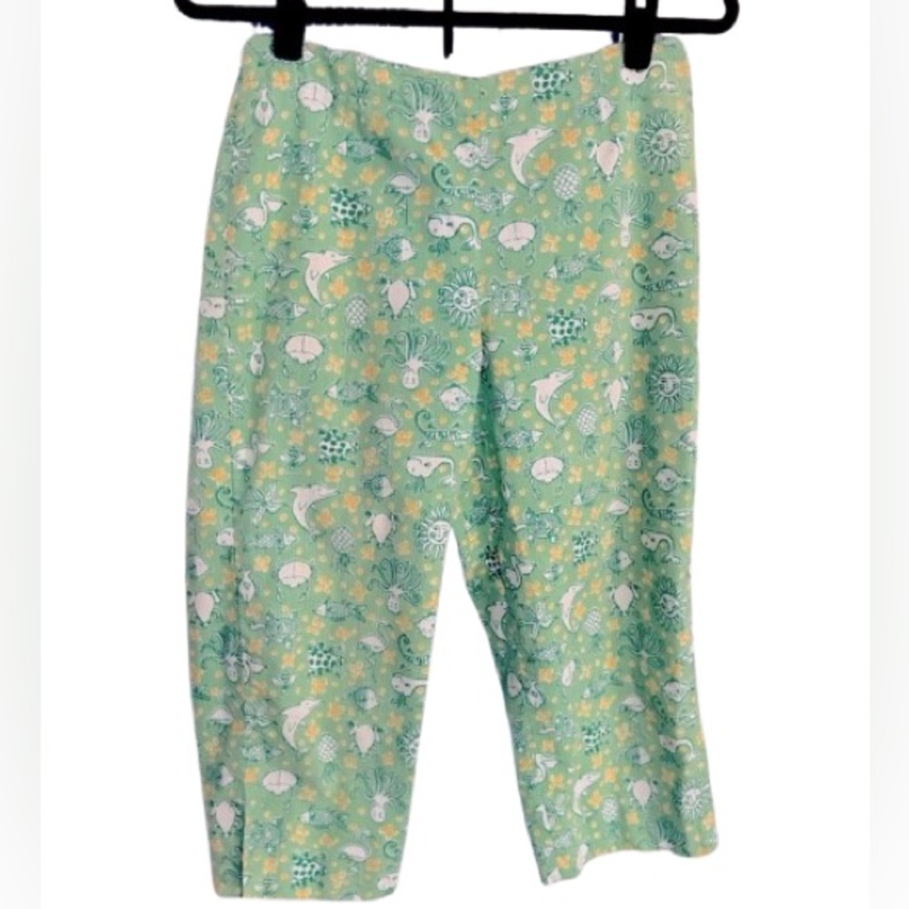 SeaLife Ocean!!! Lilly Pulitzer Octopus Turtle Fish Green & Yellow Capri Pants